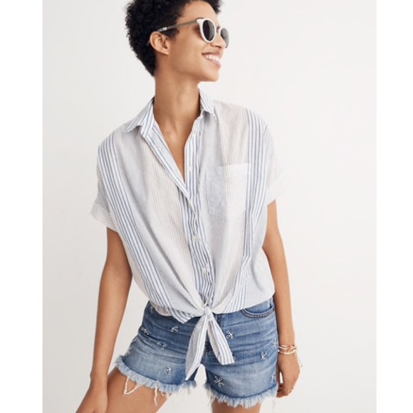 Madewell Tops - Madewell Front Tie Striped Top